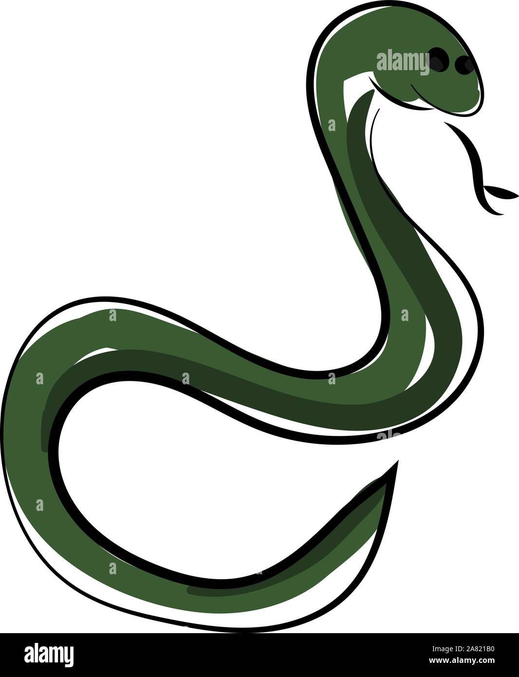 Green snake, illustration, vector on white background. Stock Vector