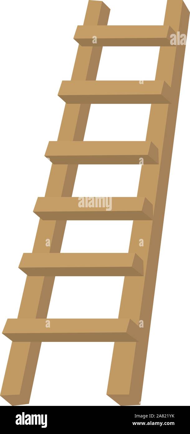 Wooden stairs, illustration, vector on white background. Stock Vector