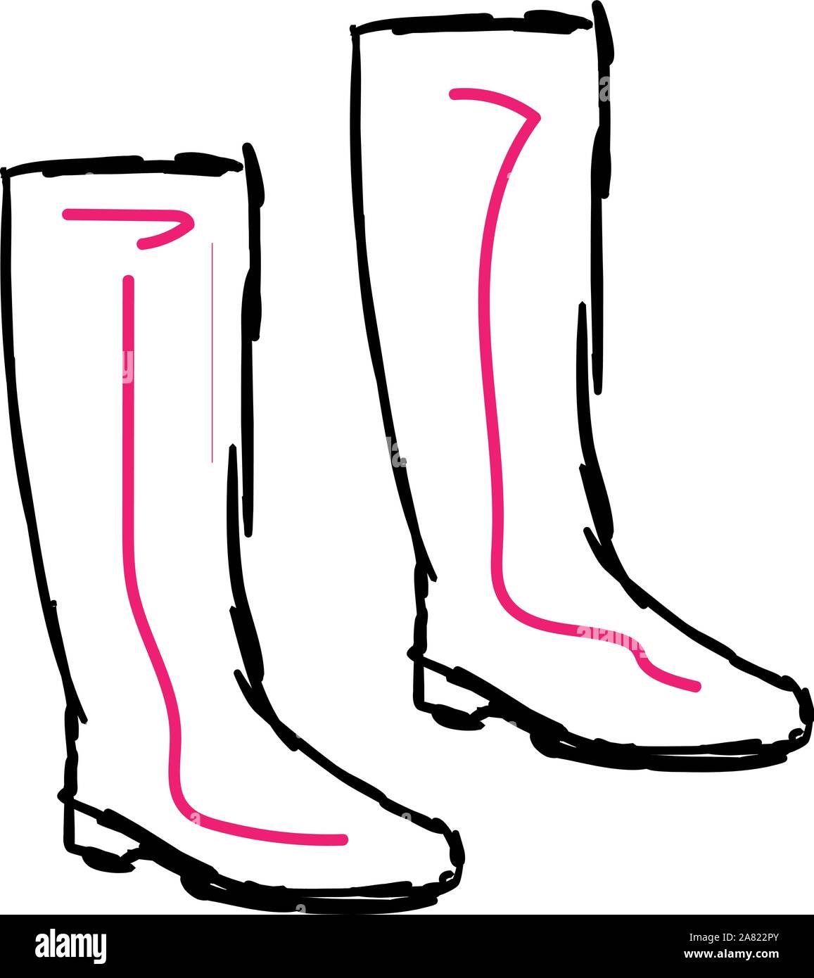 Pink boots, illustration, vector on white background. Stock Vector