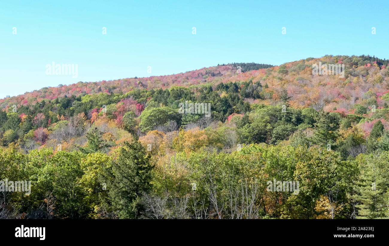 a hillside in newbury new hampshire covered with fall foliage Stock Photo