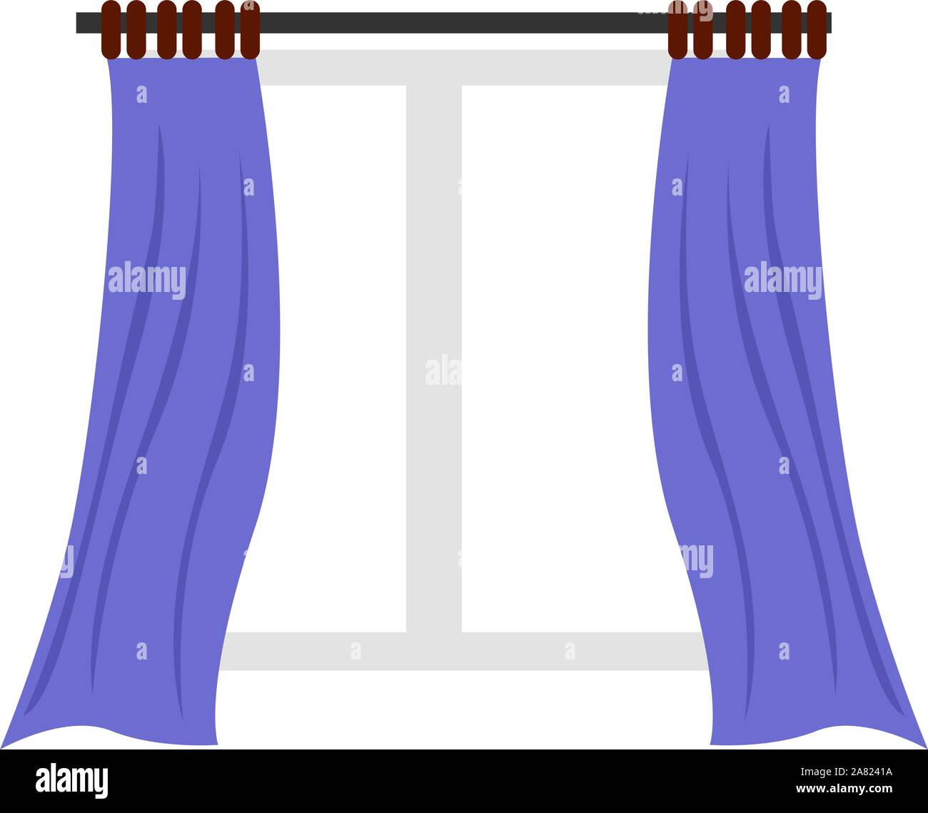 Purple curtain, illustration, vector on white background Stock Vector