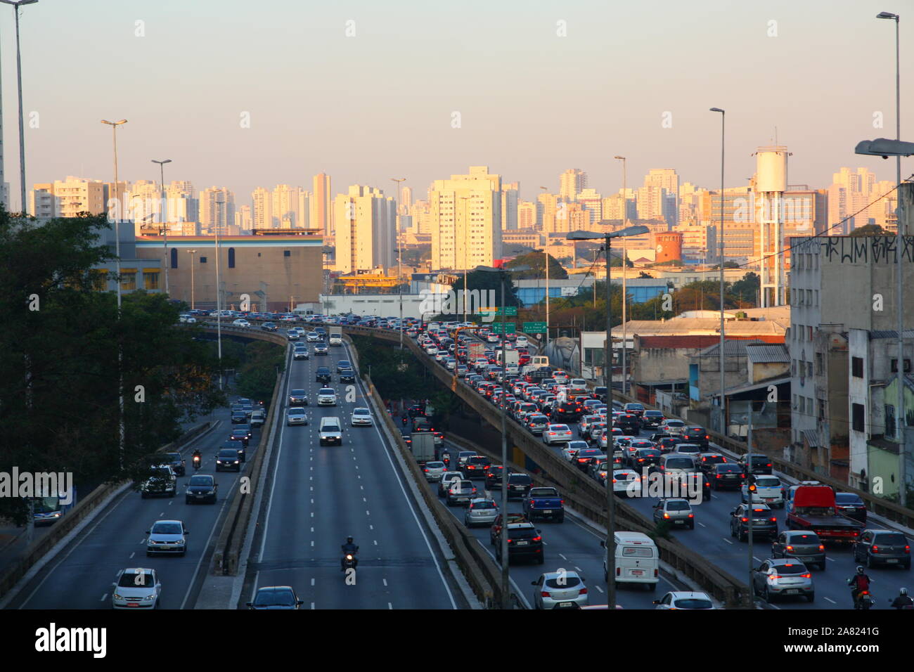 Viaduto do Glicerio highway motorway, Liberdade, Sao Paolo, Brazil Stock Photo