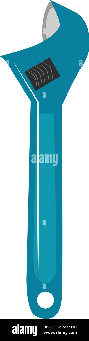 Blue wrench, illustration, vector on white background. Stock Vector