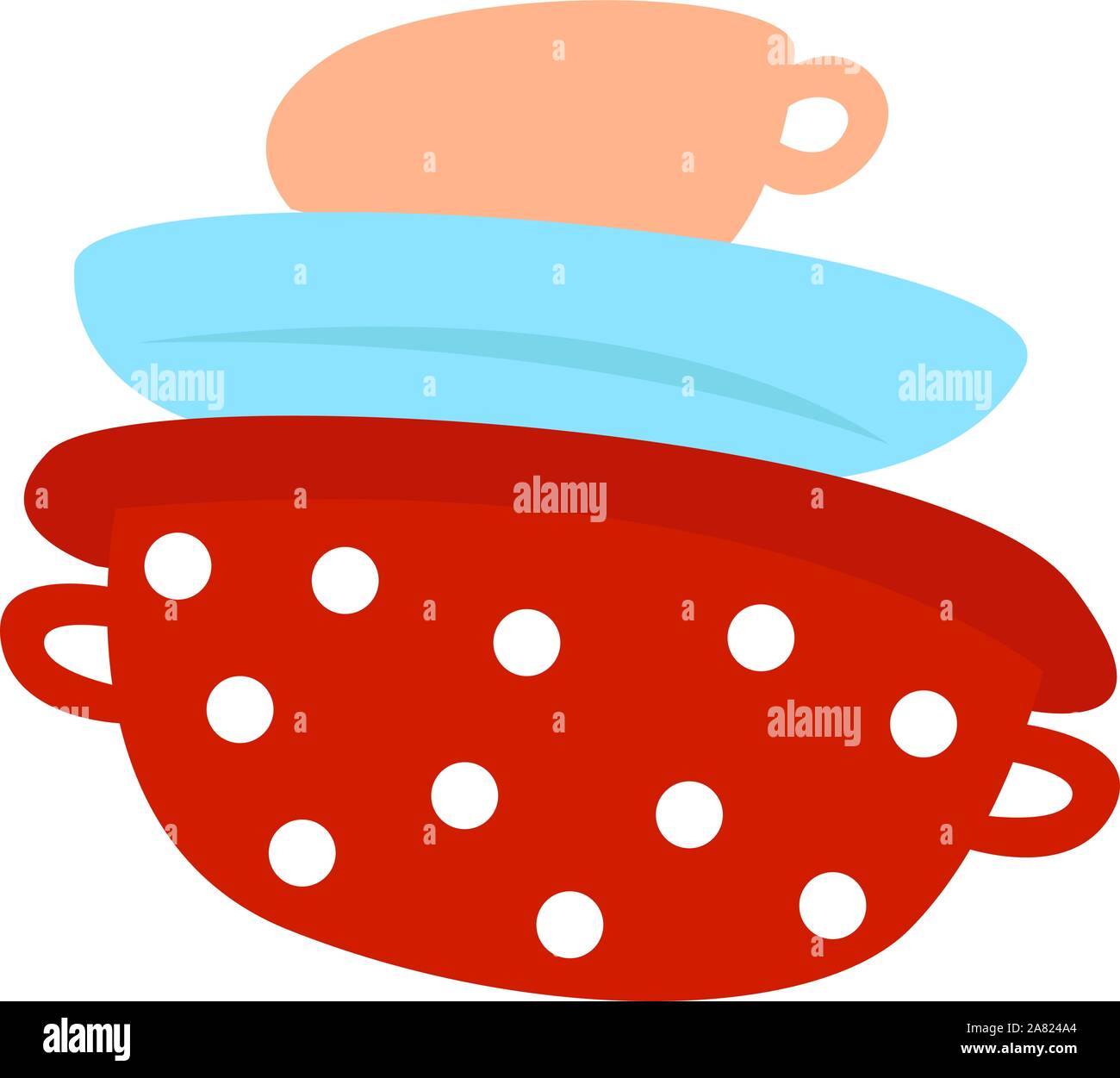 Dirty dishes, illustration, vector on white background. Stock Vector