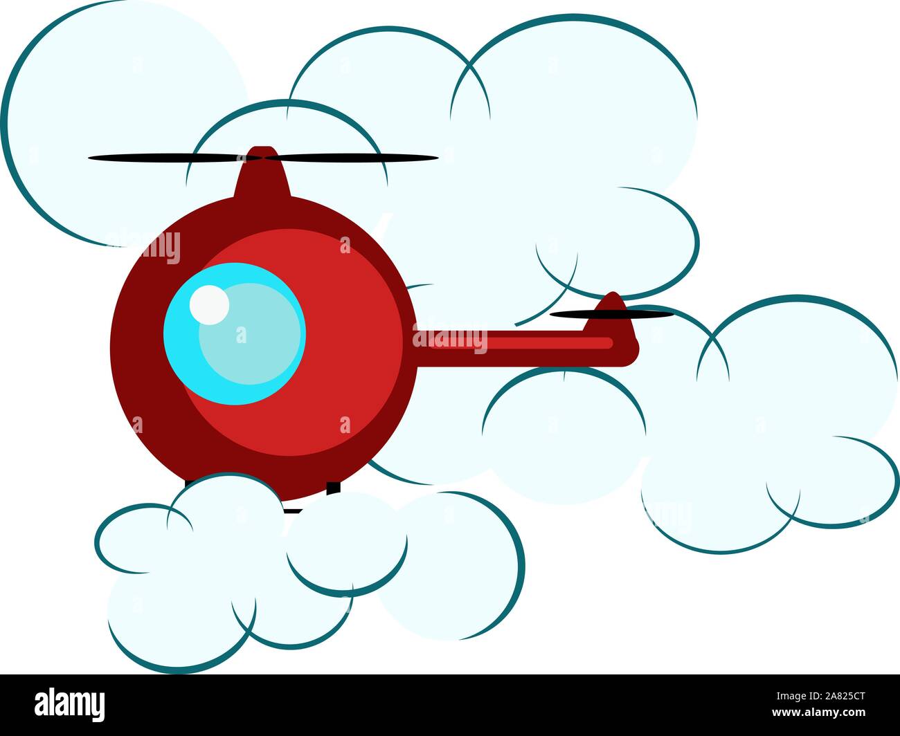 Helicopter flying, illustration, vector on white background. Stock Vector