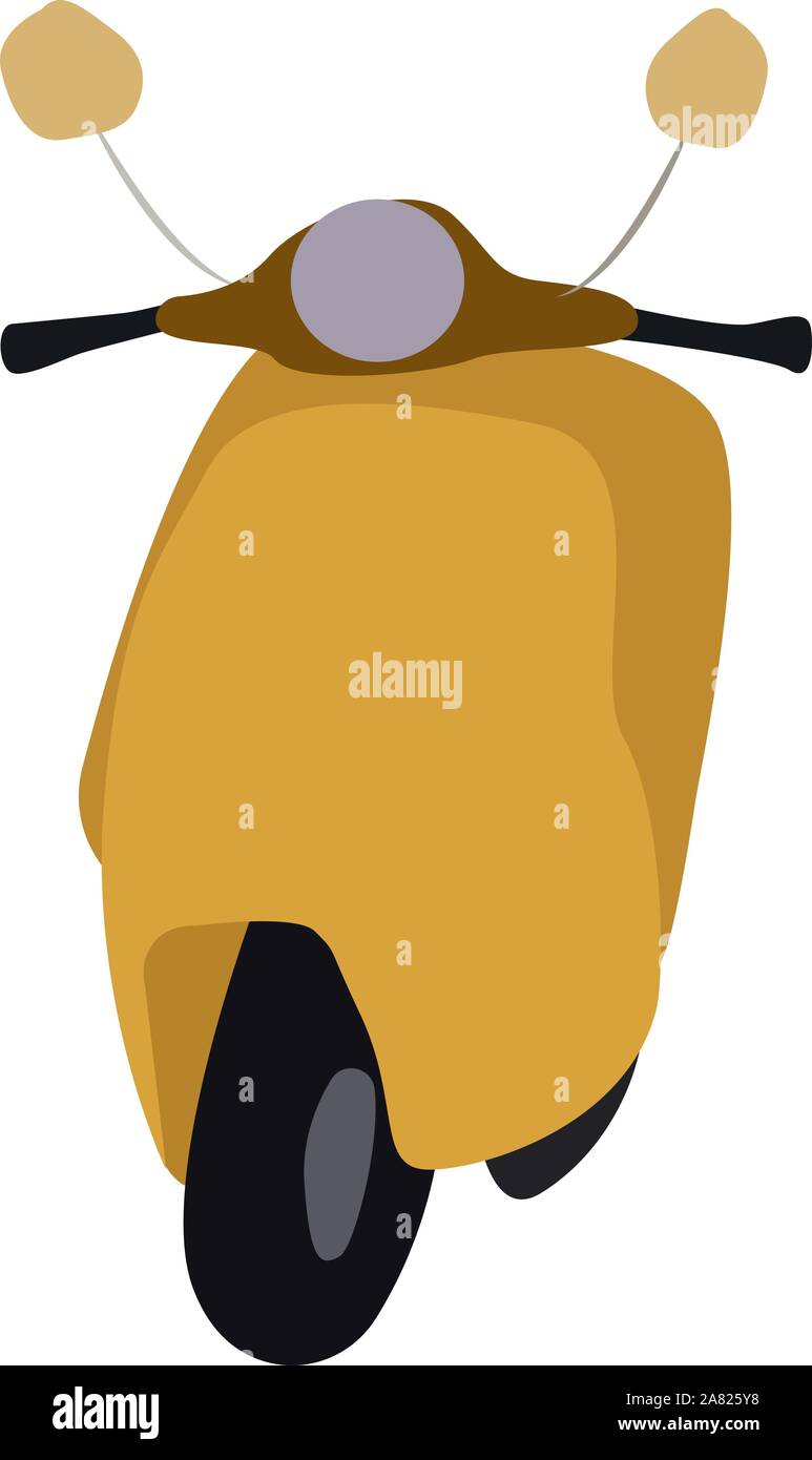 Yellow scooter, illustration, vector on white background. Stock Vector