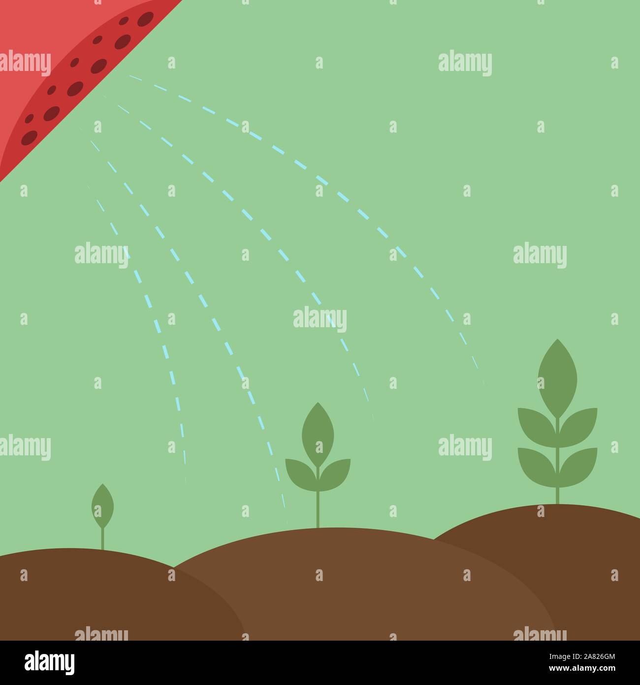 Plant in ground, illustration, vector on white background. Stock Vector