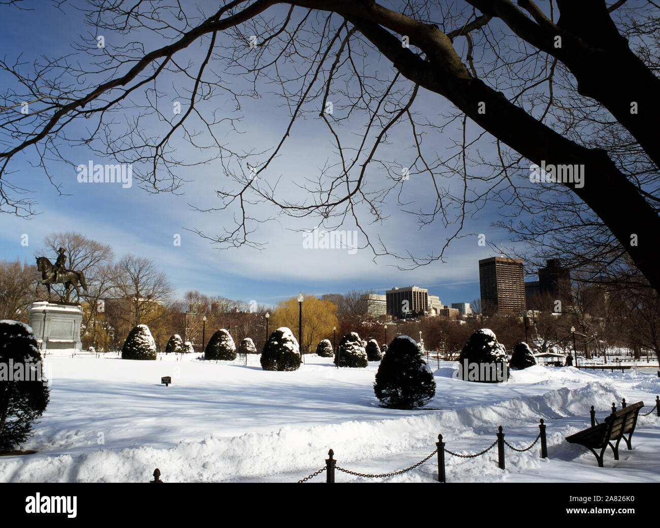 Boston Common in winter Stock Photo