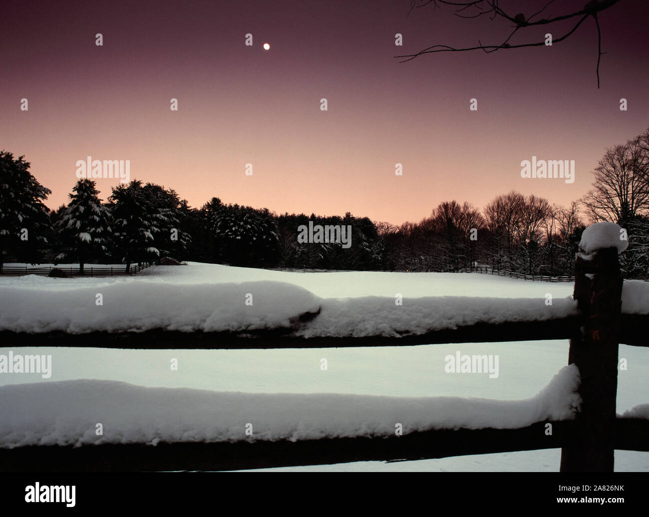 New England winter twilight - Amherst, New Hampshire Stock Photo - Alamy