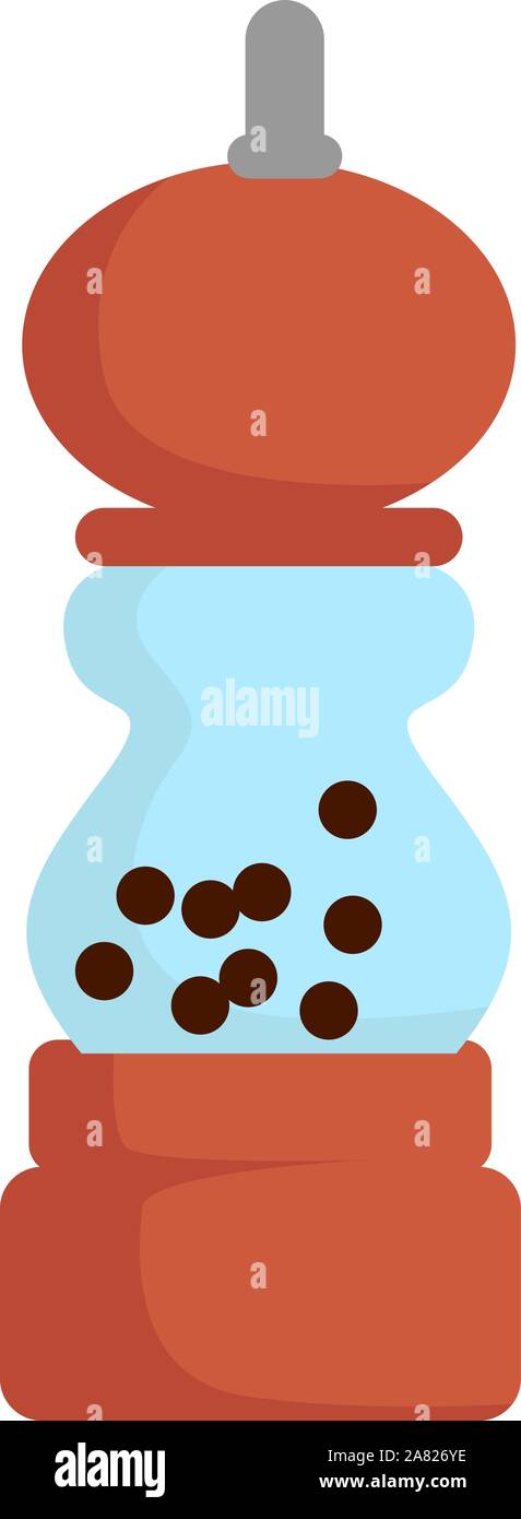 Pepper mill, illustration, vector on white background. Stock Vector