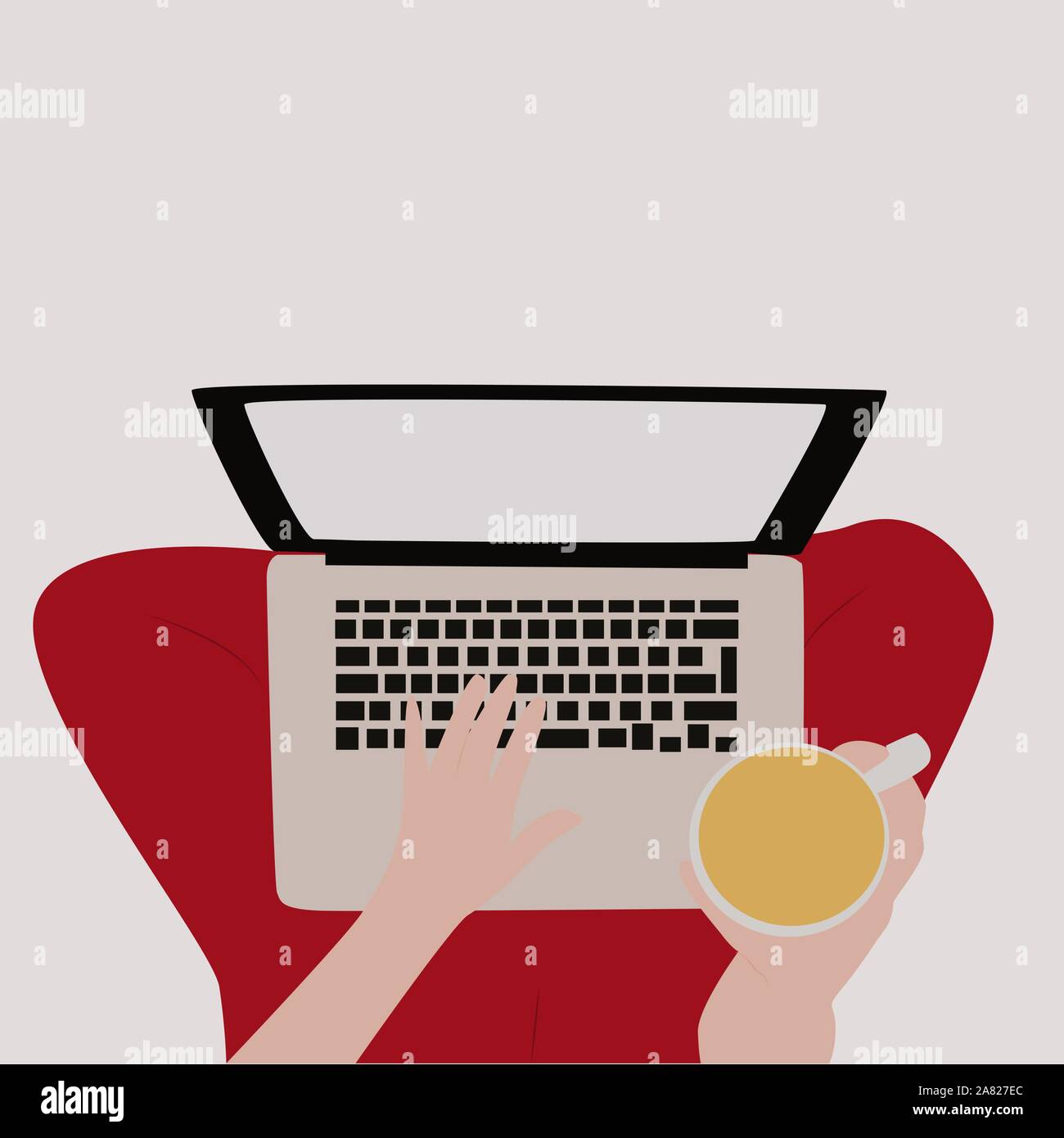 Notebook and coffee, illustration, vector on white background. Stock Vector