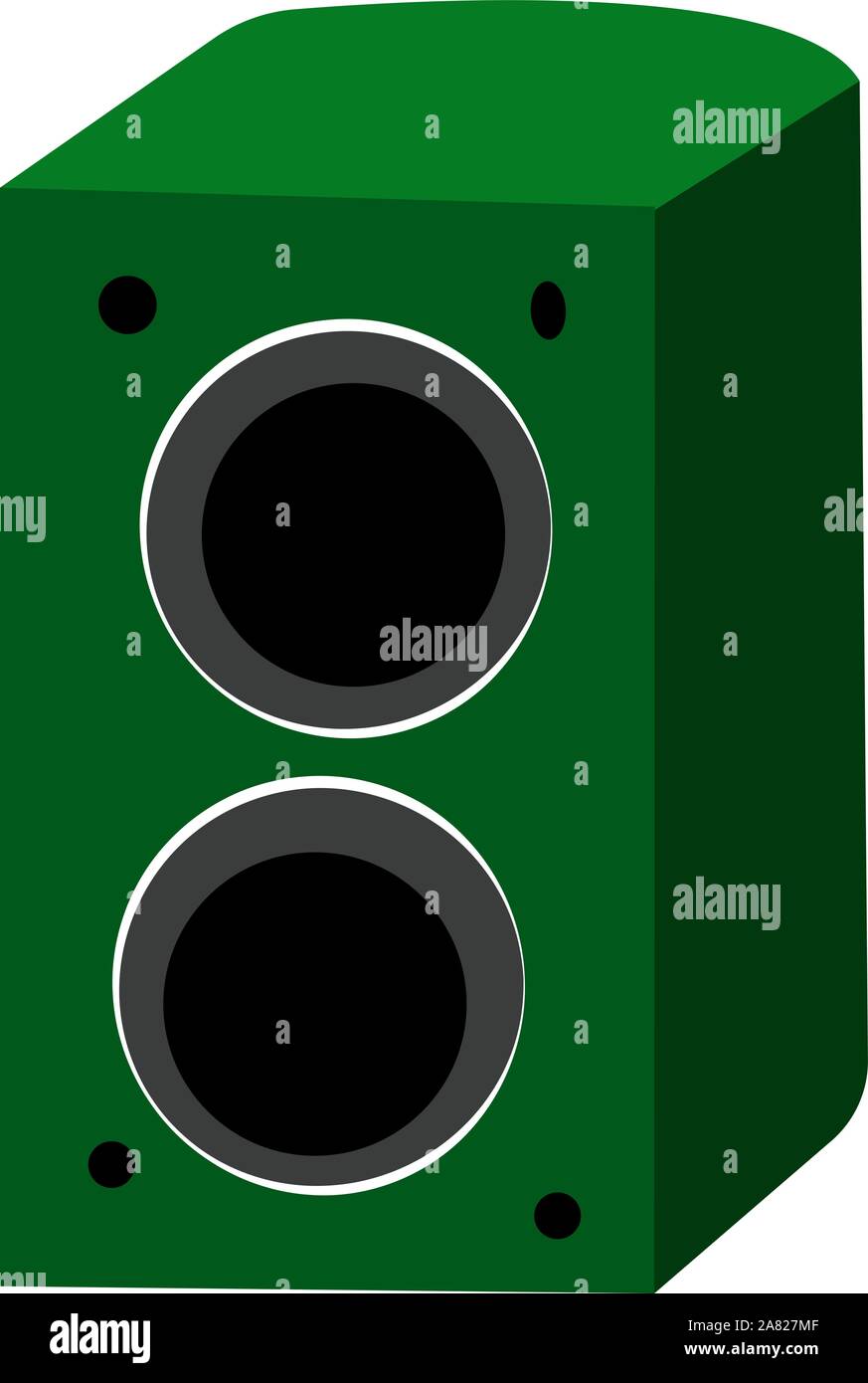 Green speaker, illustration, vector on white background. Stock Vector