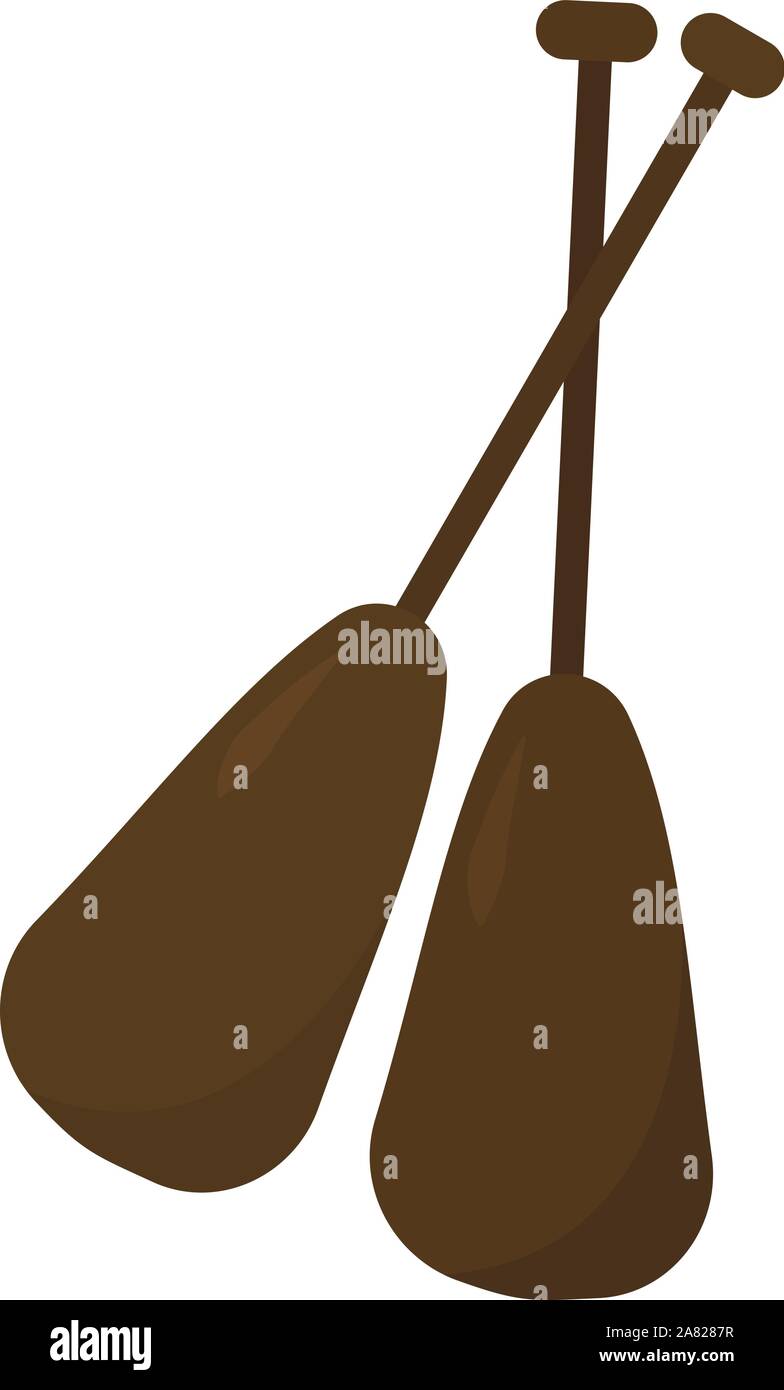 Wooden oars, illustration, vector on white background. Stock Vector