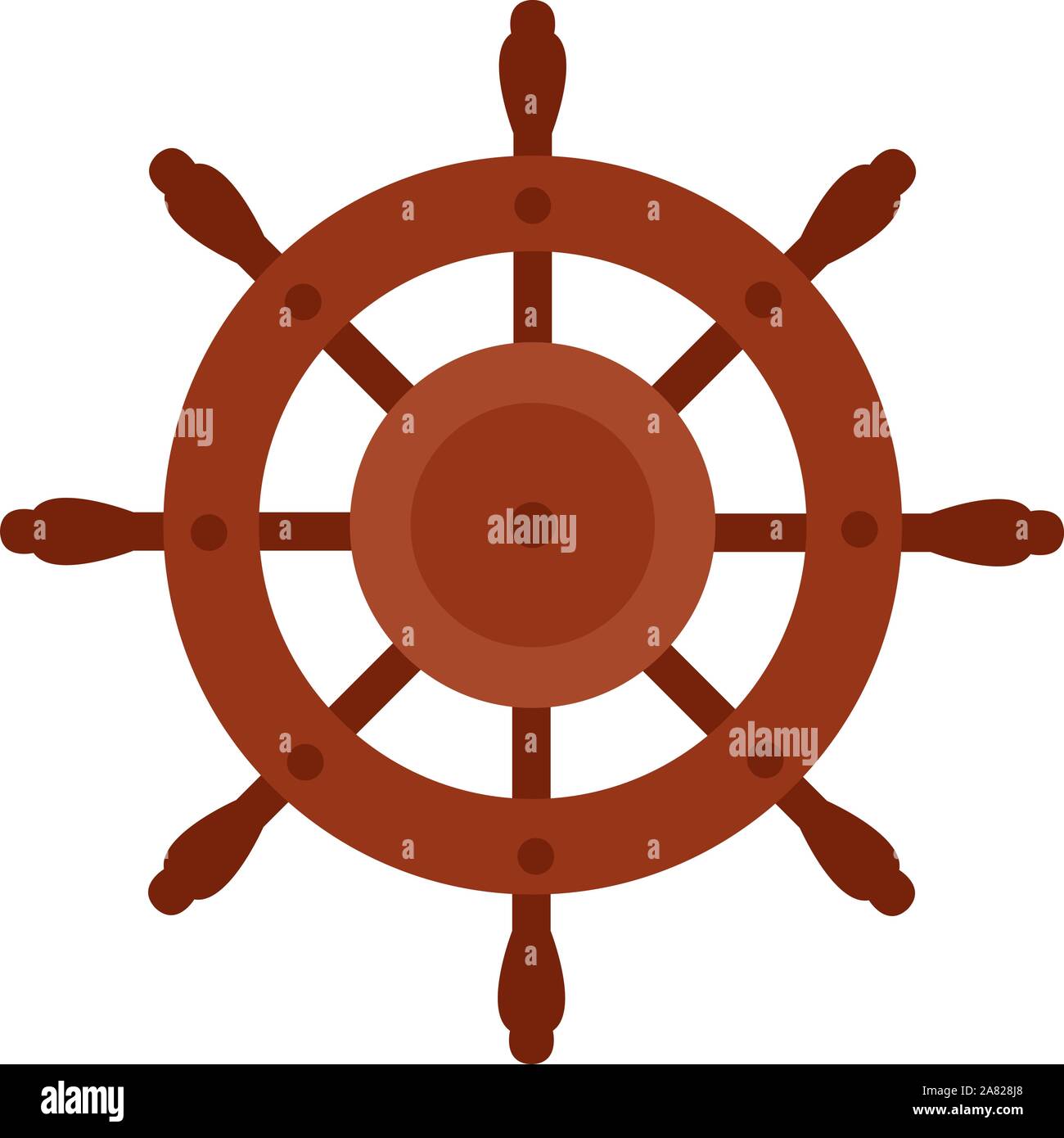 Ship steering wheel, illustration, vector on white background. Stock Vector