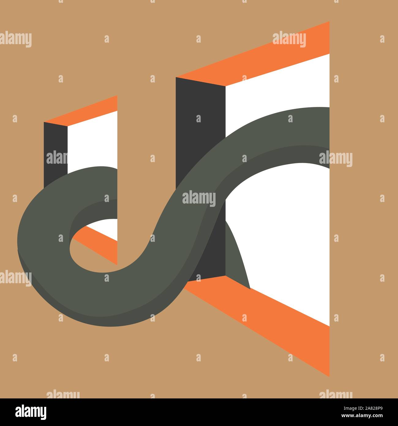 Big snake, illustration, vector on white background. Stock Vector