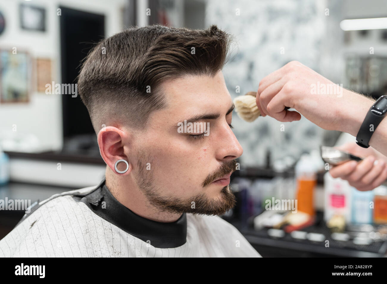 Haircut And Beard Haircut In Barbershop Man Haircut Stock Photo