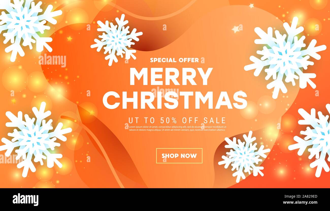 Christmas Sale Banner Template Typography Golden Glitter Paper