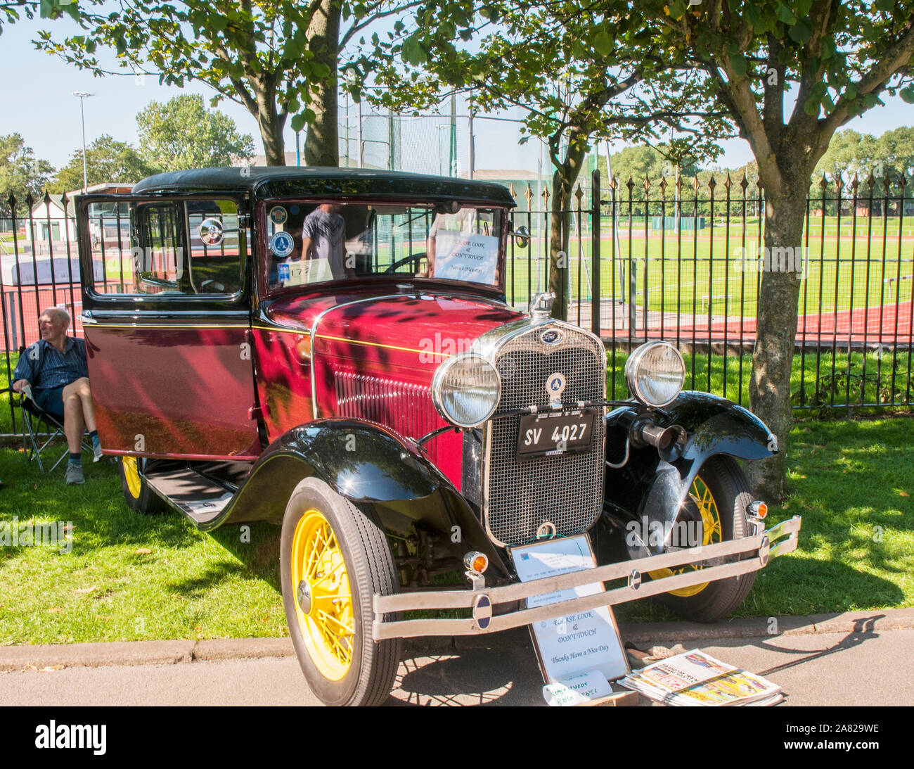 1930 Model A Ford with a 3.3litre 4 cylinder sidevalve engine. The favourite fast getaway car of gangsters John Dillinger and Bonnie and Clyde. Stock Photo