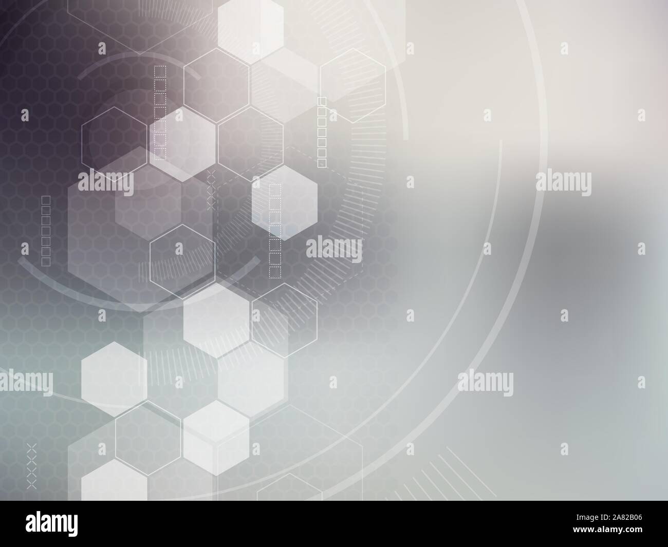 Gray technology and science background, abstract creative design with dot and line, hexagon shape on gradient background. Hi tech blue futuristic back Stock Vector