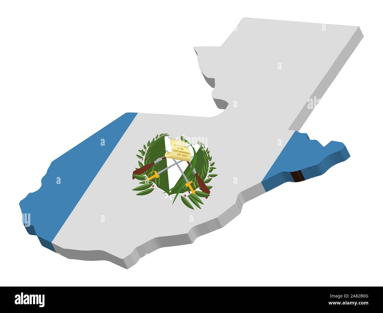 3D Guatemala Map Flag Vector illustration eps 10. Stock Vector