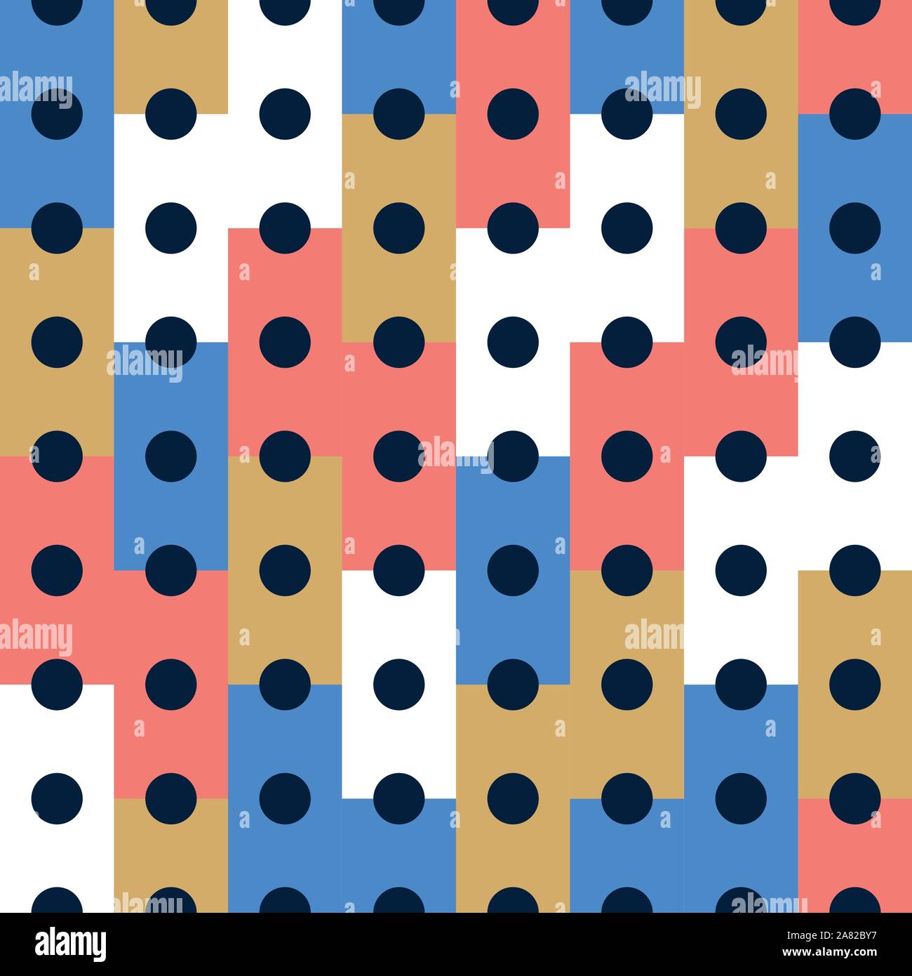 Vector Seamless pattern background, design, modern rectangle with dot or circle inside. Pixel seamless pattern with colorful elements Stock Vector
