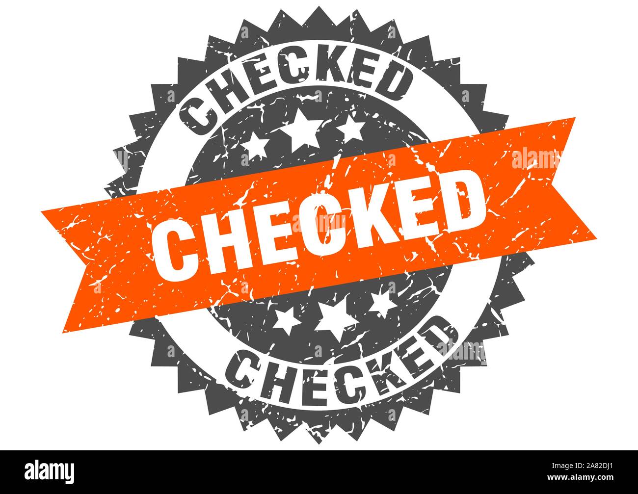 checked grunge stamp with orange band. checked Stock Vector Image & Art ...