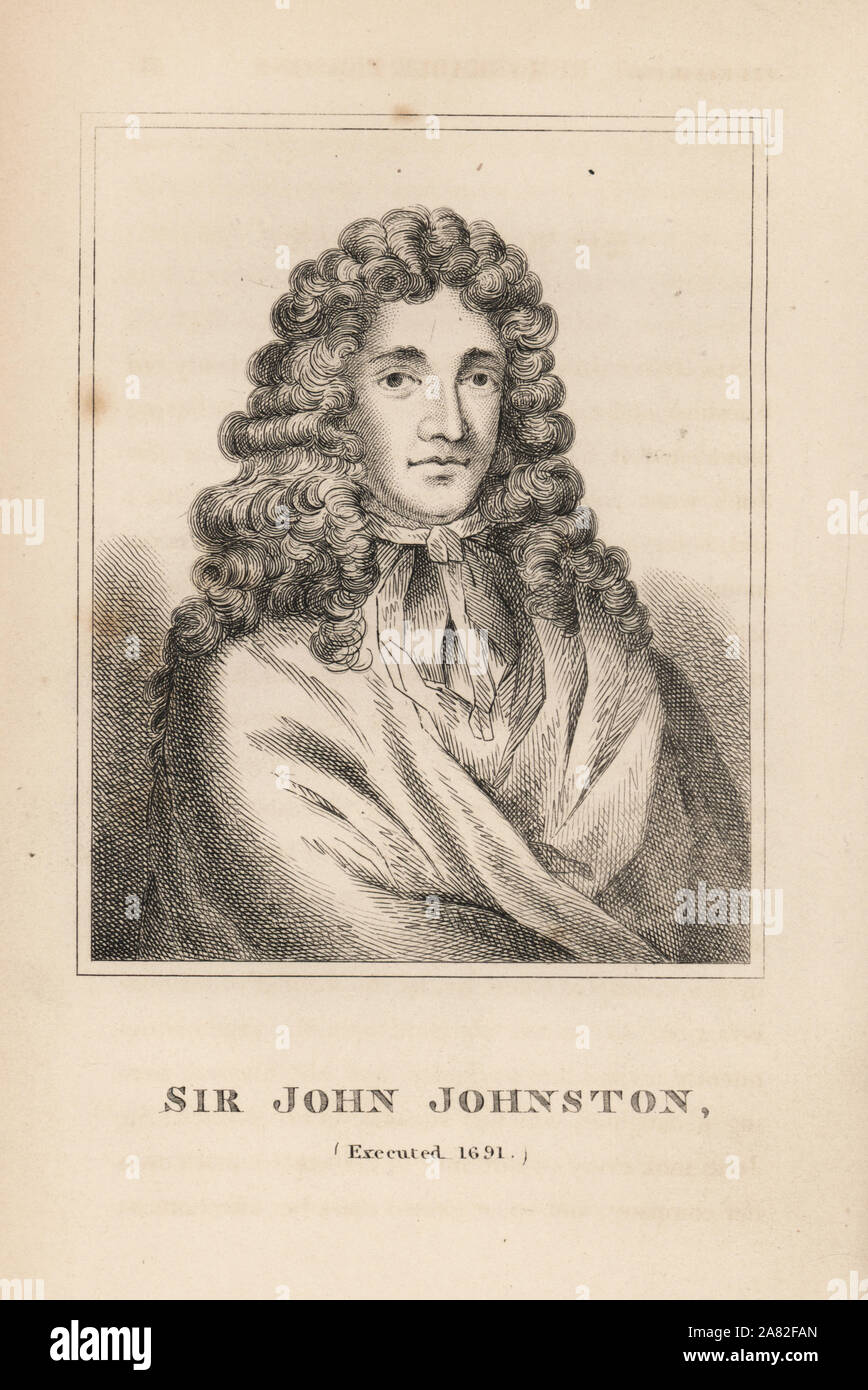Sir John Johnston, rapist and kidnapper, executed 1691. Engraving from James Caulfield's Portraits, Memoirs and Characters of Remarkable Persons, London, 1819. Stock Photo