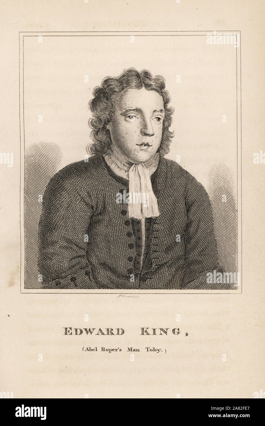 Edward King, Abel Roper's man Toby, his face covered with warts, died 1726. Engraving by R. Grave from James Caulfield's Portraits, Memoirs and Characters of Remarkable Persons, London, 1819. Stock Photo
