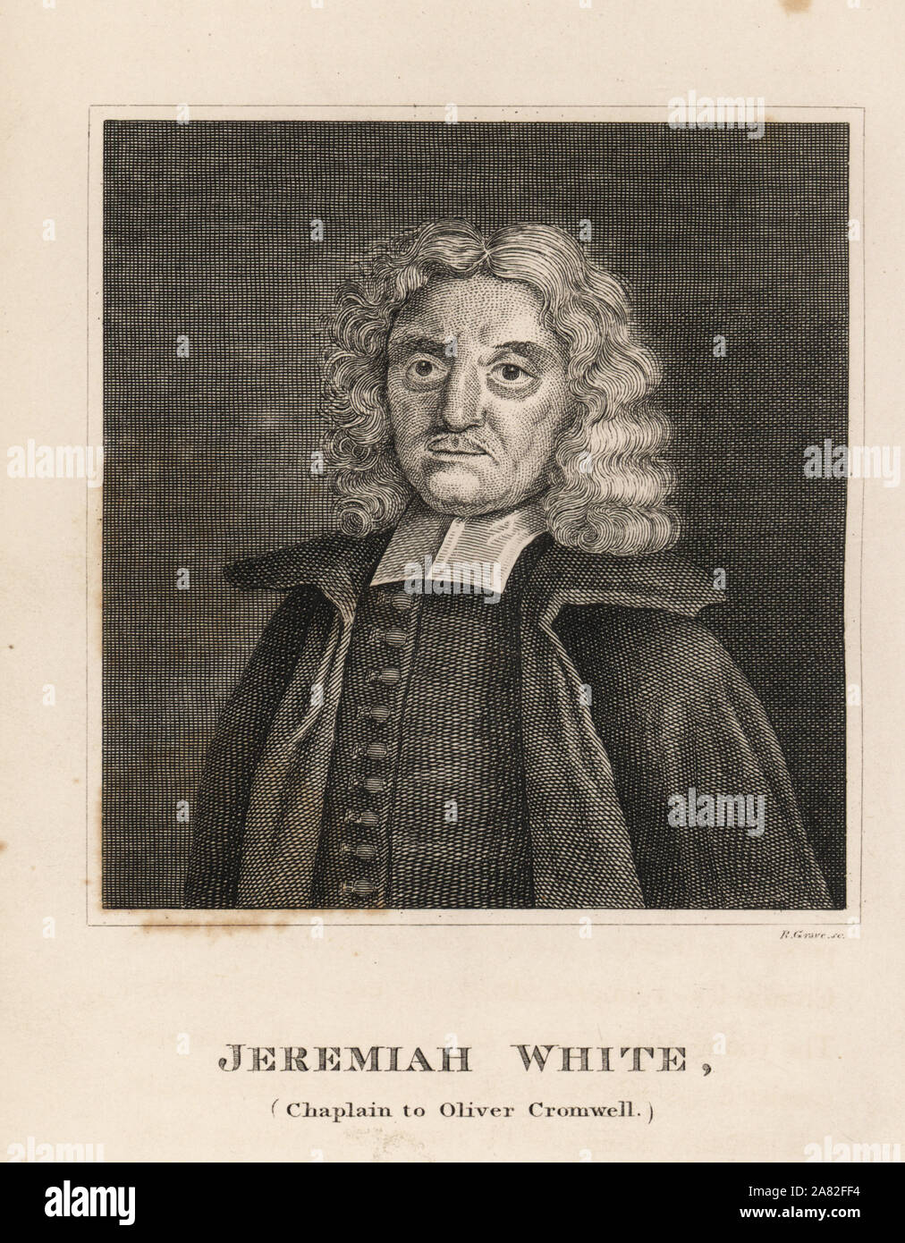 Jeremiah White, chaplain to Oliver Cromwell, 17th century. Engraving by R. Grave from James Caulfield's Portraits, Memoirs and Characters of Remarkable Persons, London, 1819. Stock Photo