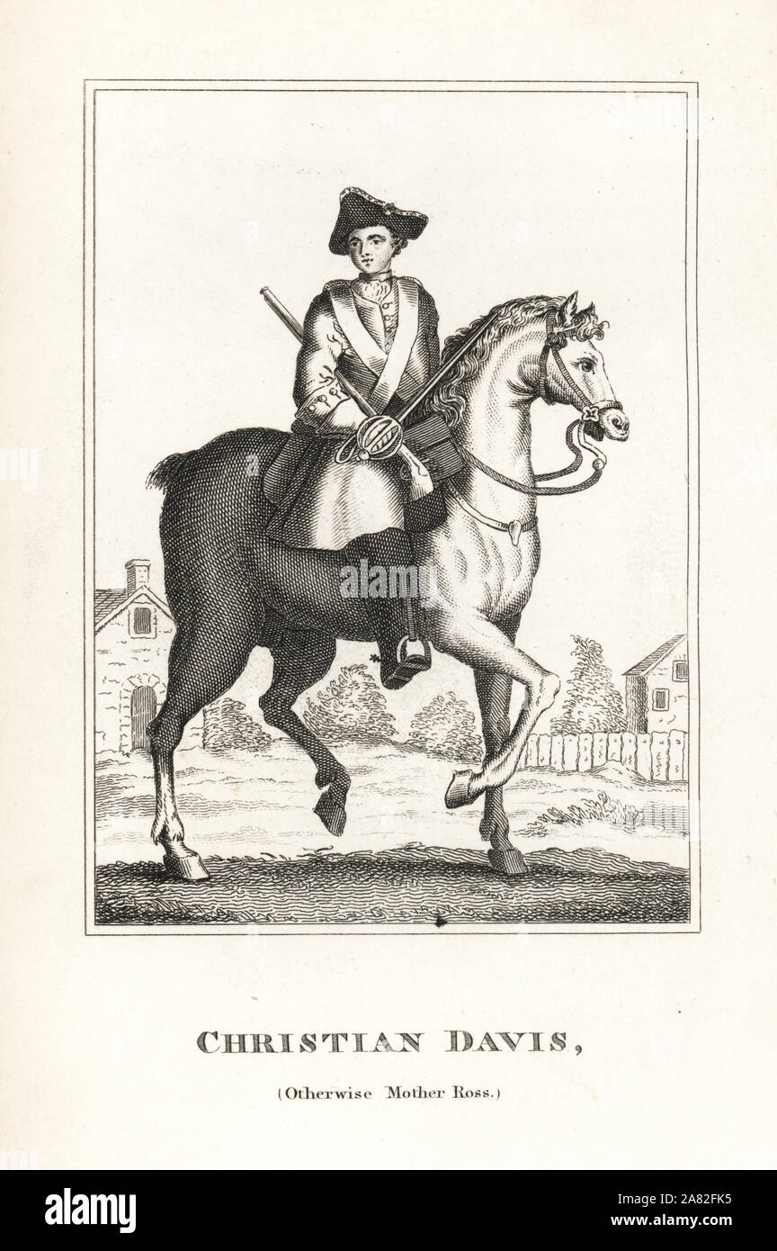 Christian Davis, alias Mother Ross, enlisted as a man named Christopher Welsh, and fought duels and battles. Died 1739. Engraving from James Caulfield's Portraits, Memoirs and Characters of Remarkable Persons, London, 1819. Stock Photo
