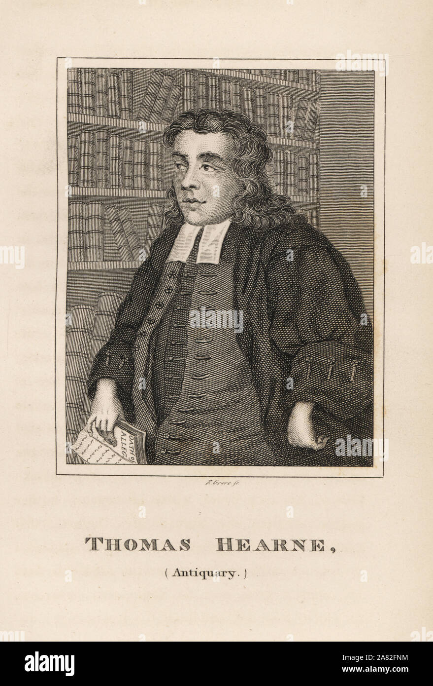 Thomas Hearne, antiquarian and book collector, 18th century. Engraving by R. Grave from James Caulfield's Portraits, Memoirs and Characters of Remarkable Persons, London, 1819. Stock Photo