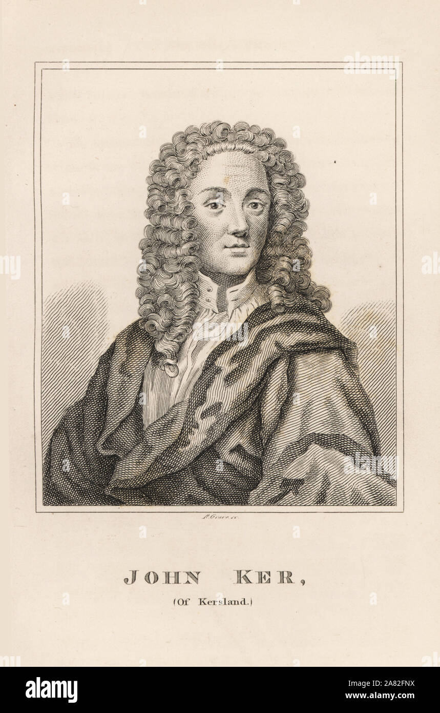 John Ker, of Kersland, Scottish spy during the Jacobite rebellion, died 1726. Engraving by R. Grave from James Caulfield's Portraits, Memoirs and Characters of Remarkable Persons, London, 1819. Stock Photo