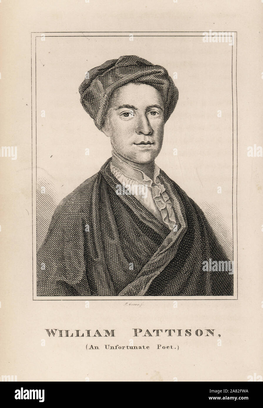 William Pattison, unfortunate young poet, died of the smallpox, 1706–1727. Engraving by R. Grave from James Caulfield's Portraits, Memoirs and Characters of Remarkable Persons, London, 1819. Stock Photo