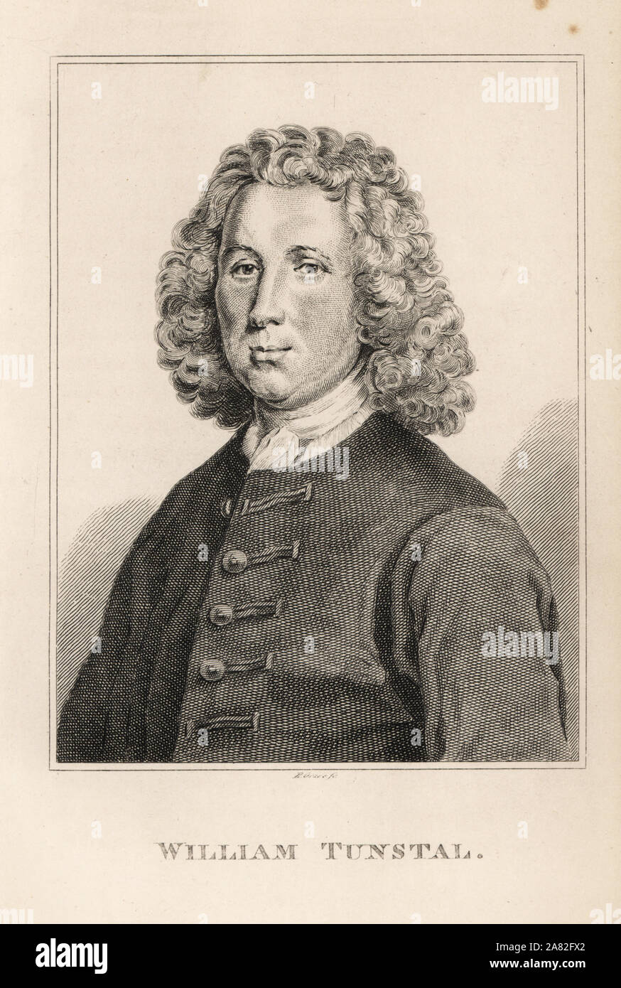 William Turnstall, poet pardoned for his support of the Stuart rebellion in 1716. Engraving by R. Grave from James Caulfield's Portraits, Memoirs and Characters of Remarkable Persons, London, 1819. Stock Photo