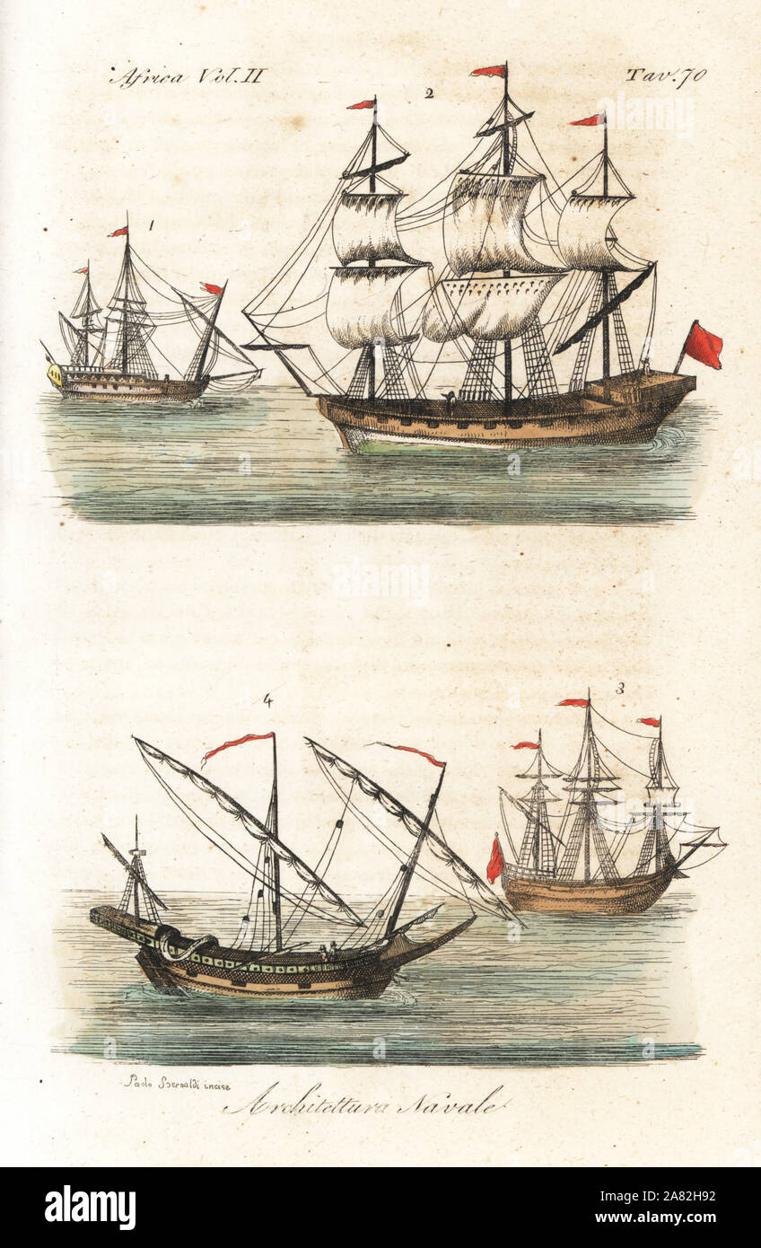 Naval architecture of the Berbers: barque 1, stambecco warship 2 ...