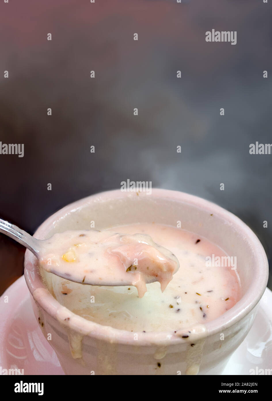 clam chowder in a cup Stock Photo Alamy