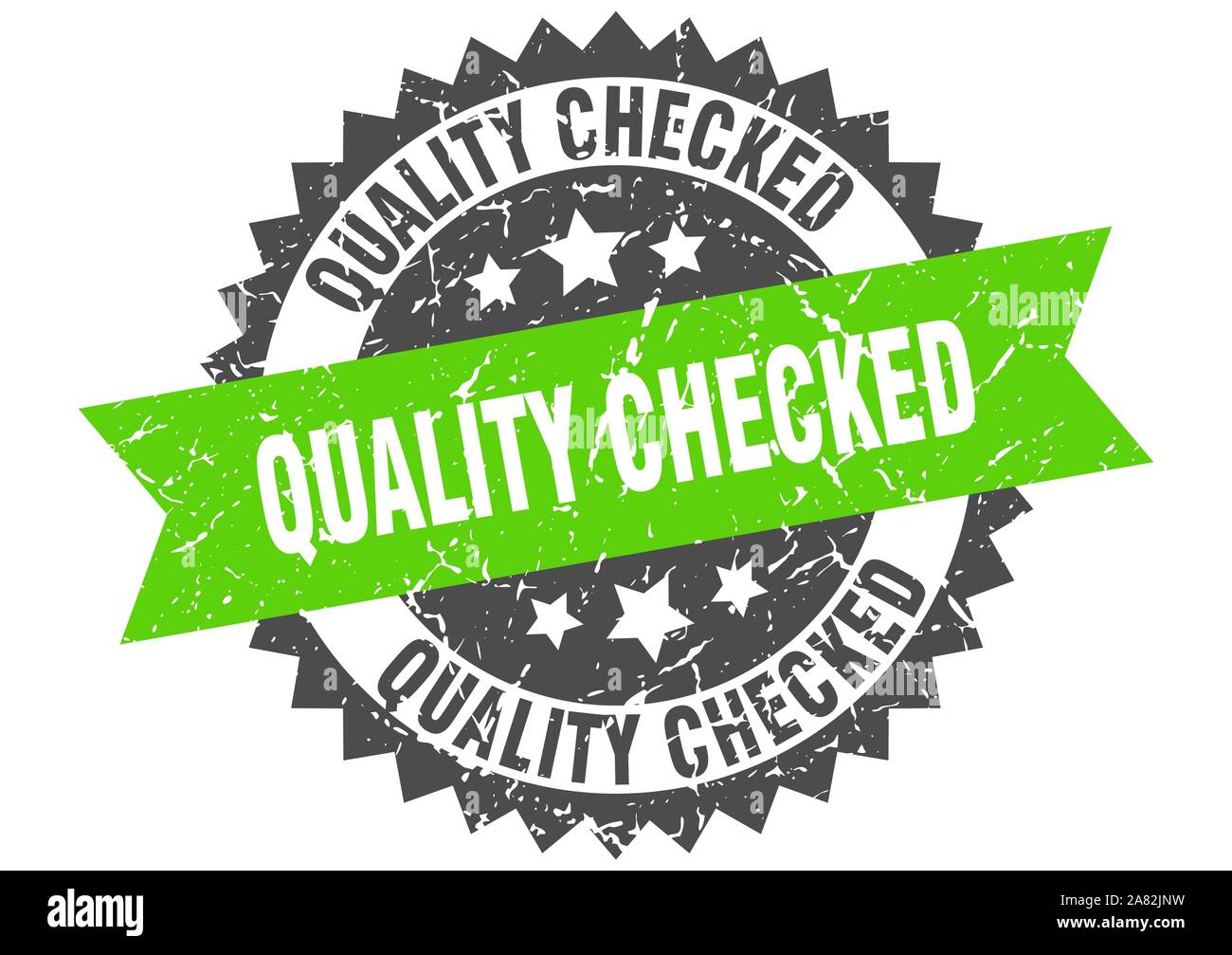 quality checked grunge stamp with green band. quality checked Stock ...