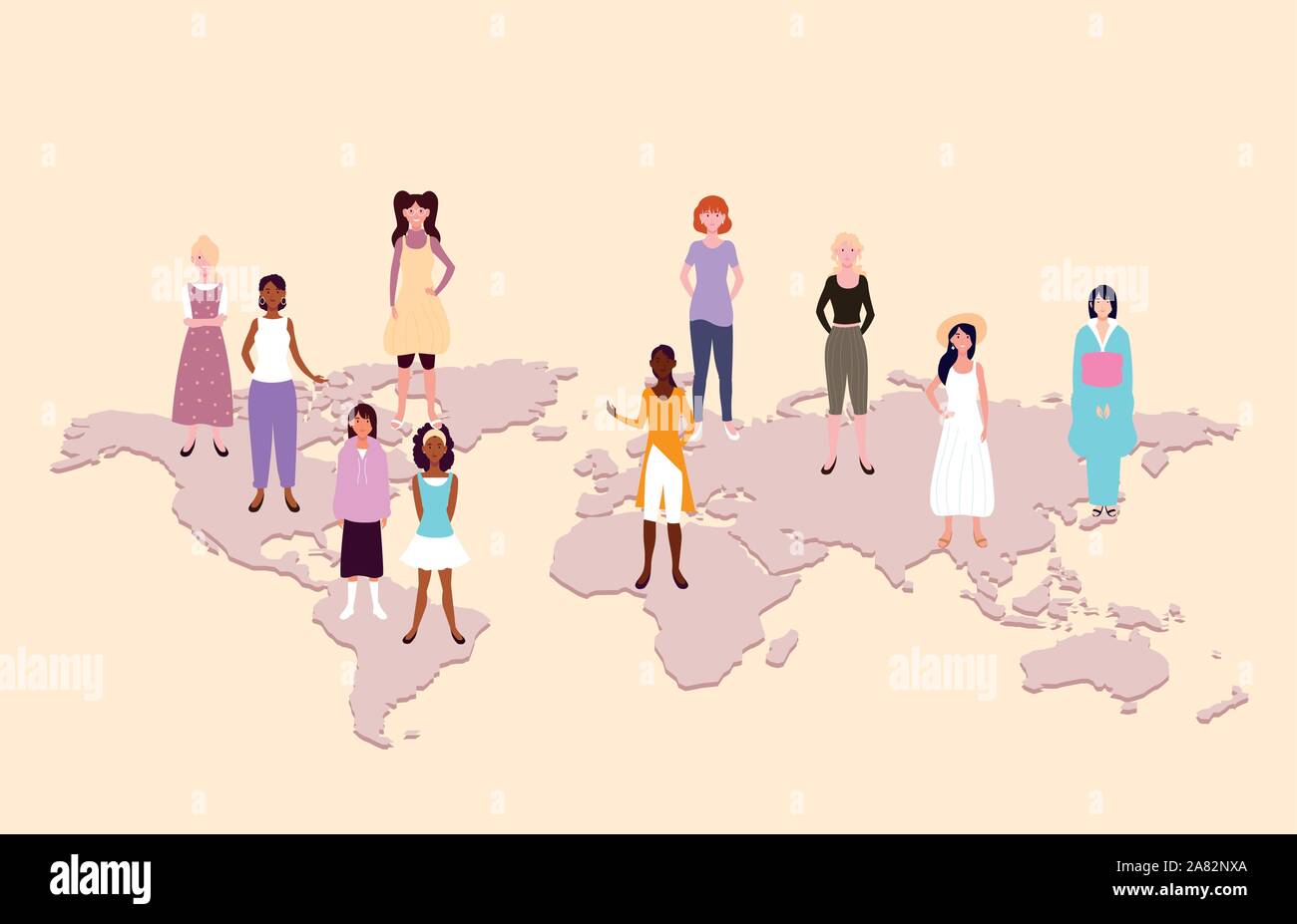 group of people with earth map vector illustration design Stock Vector ...