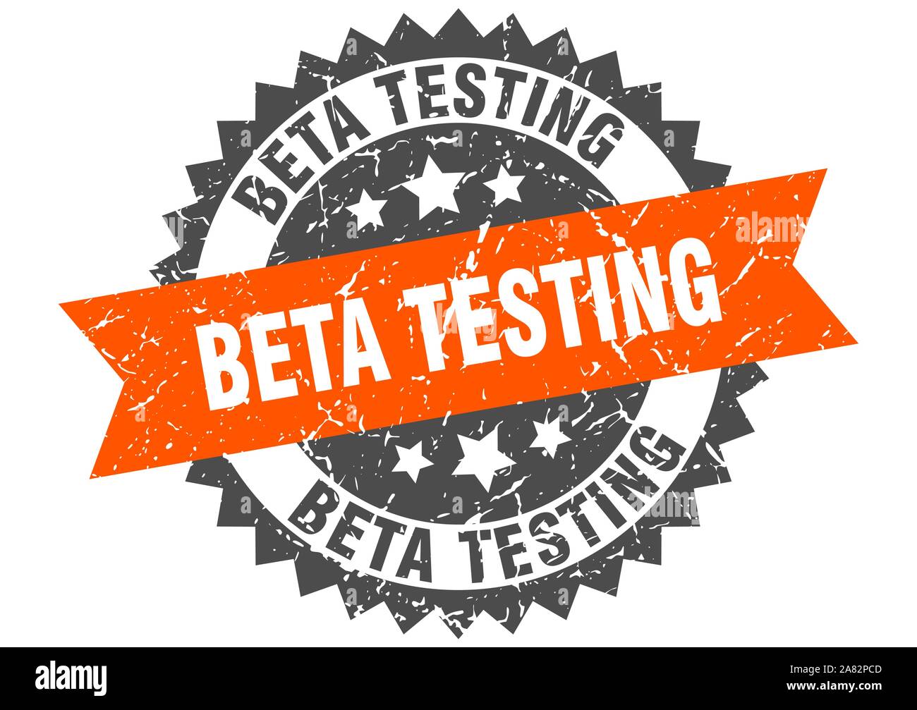 beta testing grunge stamp with orange band. beta testing Stock Vector
