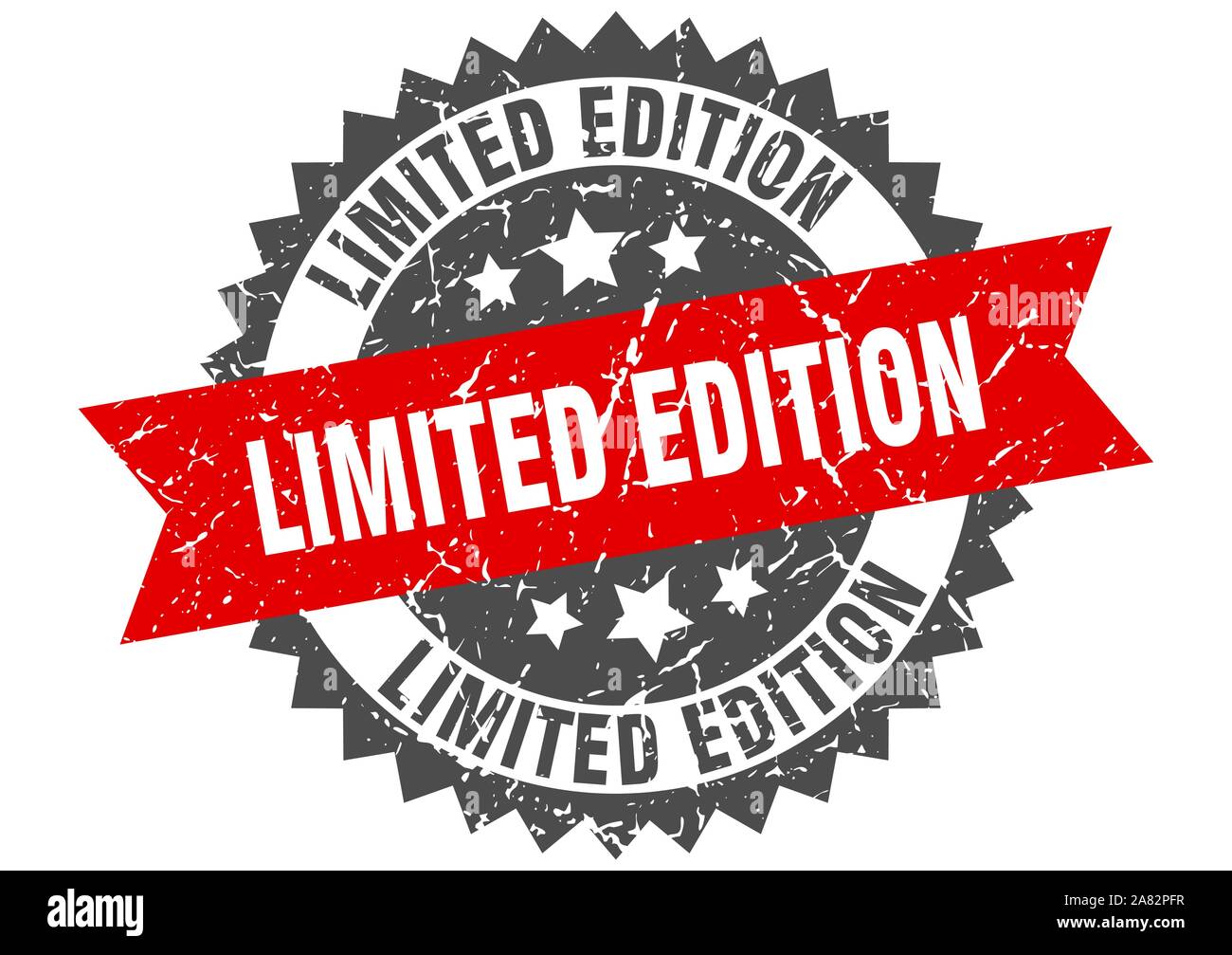 limited edition grunge stamp with red band. limited edition Stock Vector