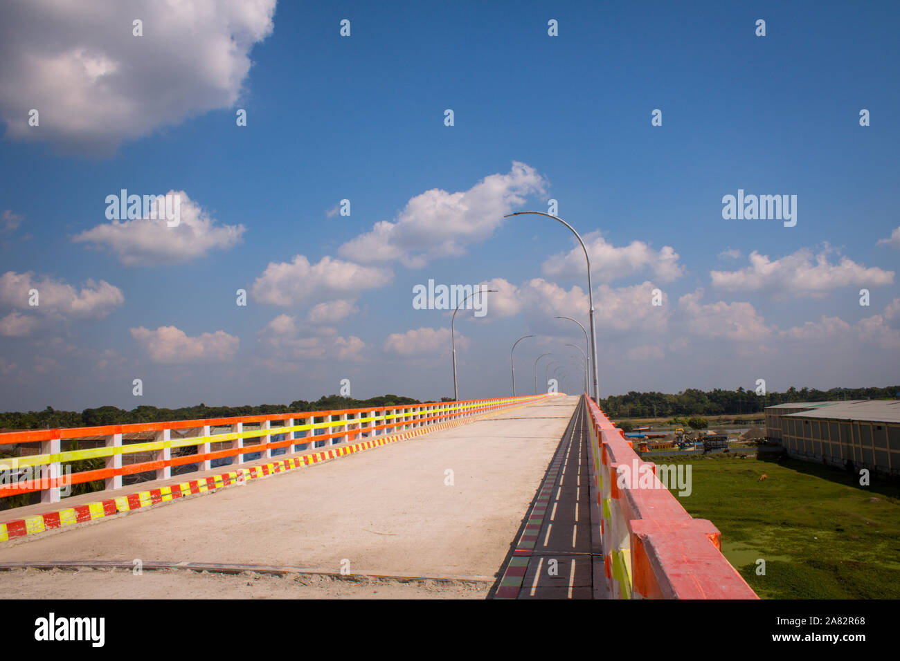 Empty concrete bridge with natural view of tropical green nature in ...