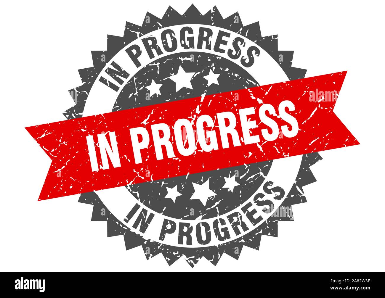 in progress grunge stamp with red band. in progress Stock Vector Image ...