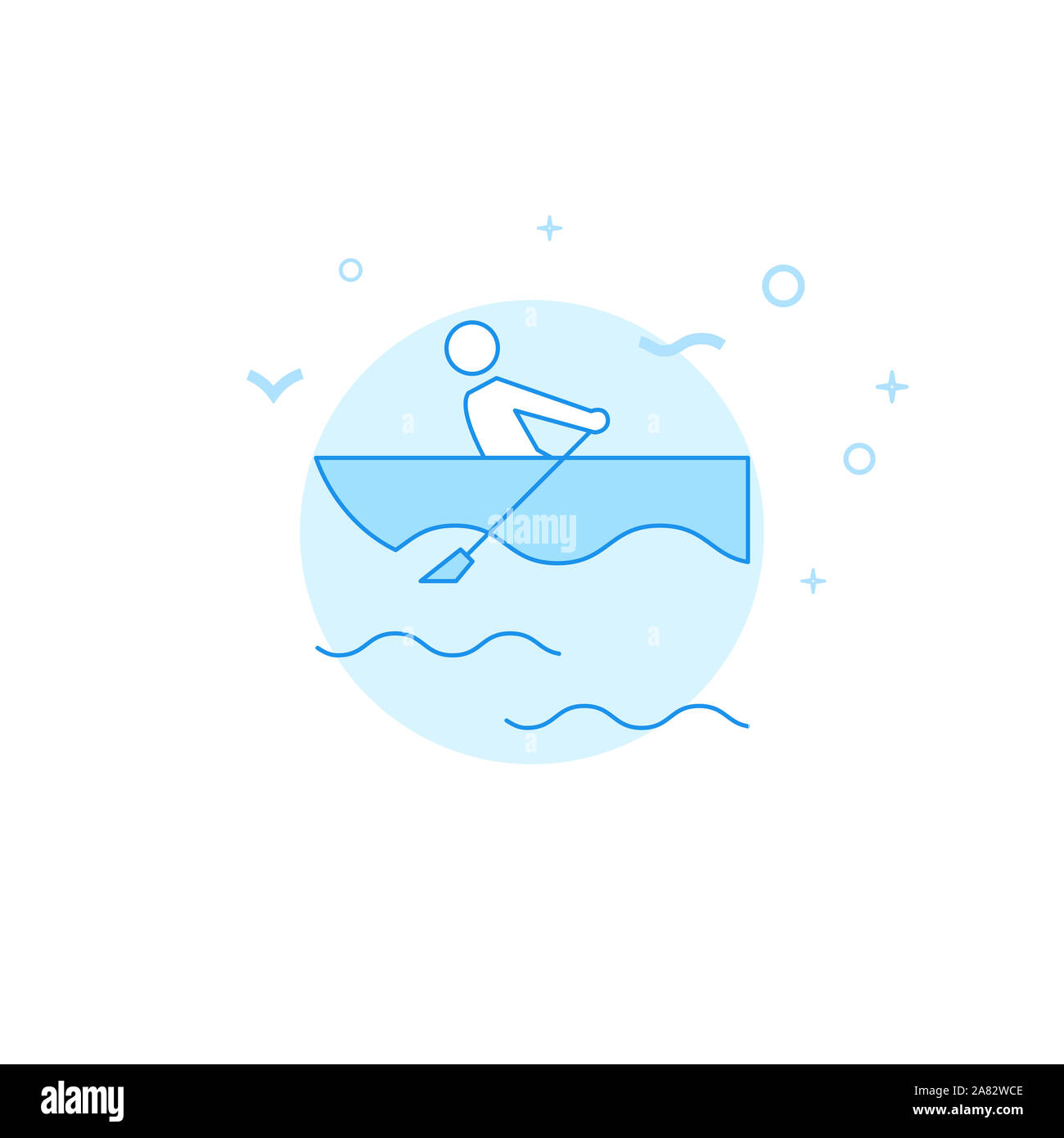 Rowing boat icon. Flat illustration. Filled line style. Blue monochrome ...