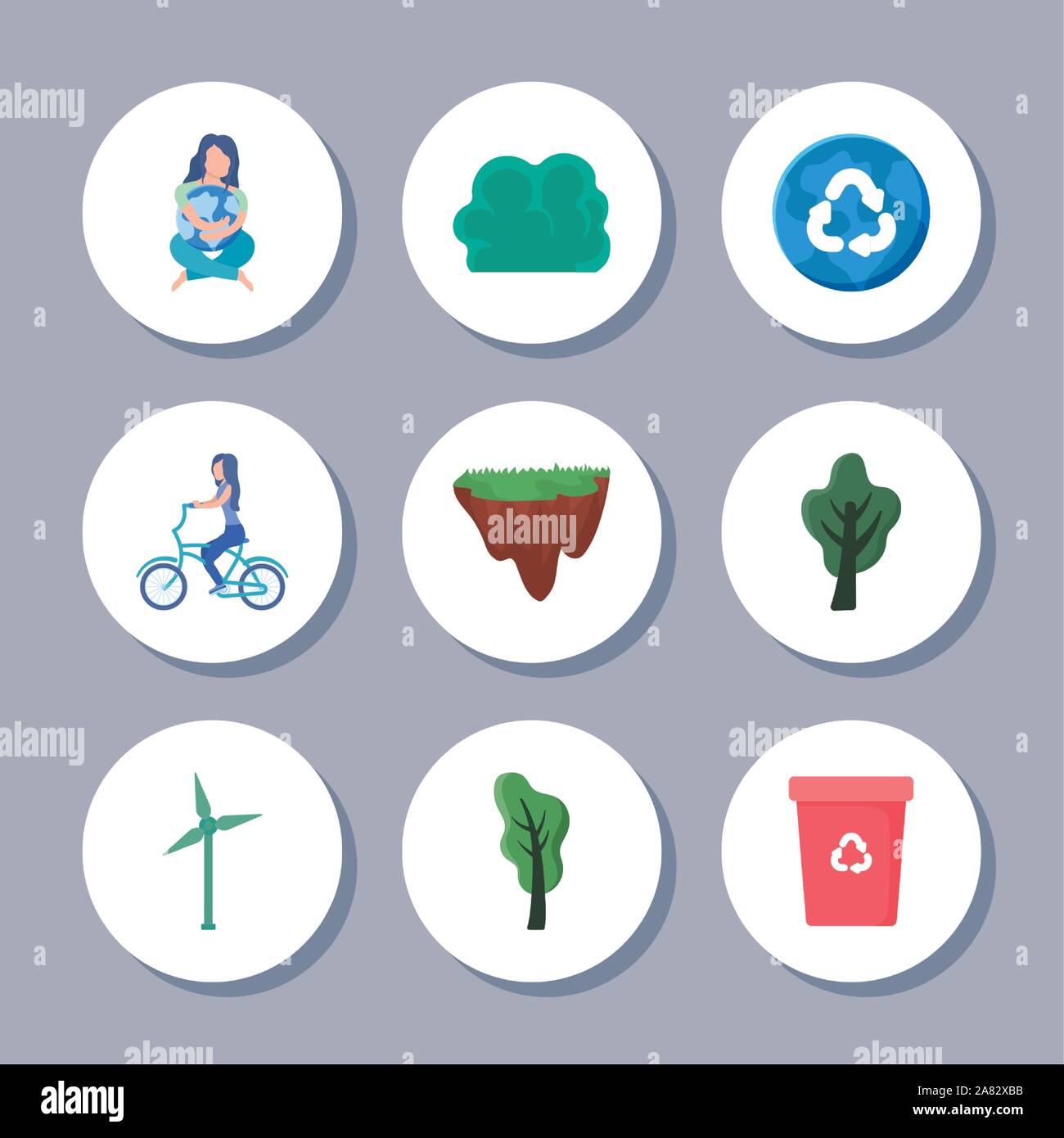 set of icons renewable energy on white background vector illustration ...