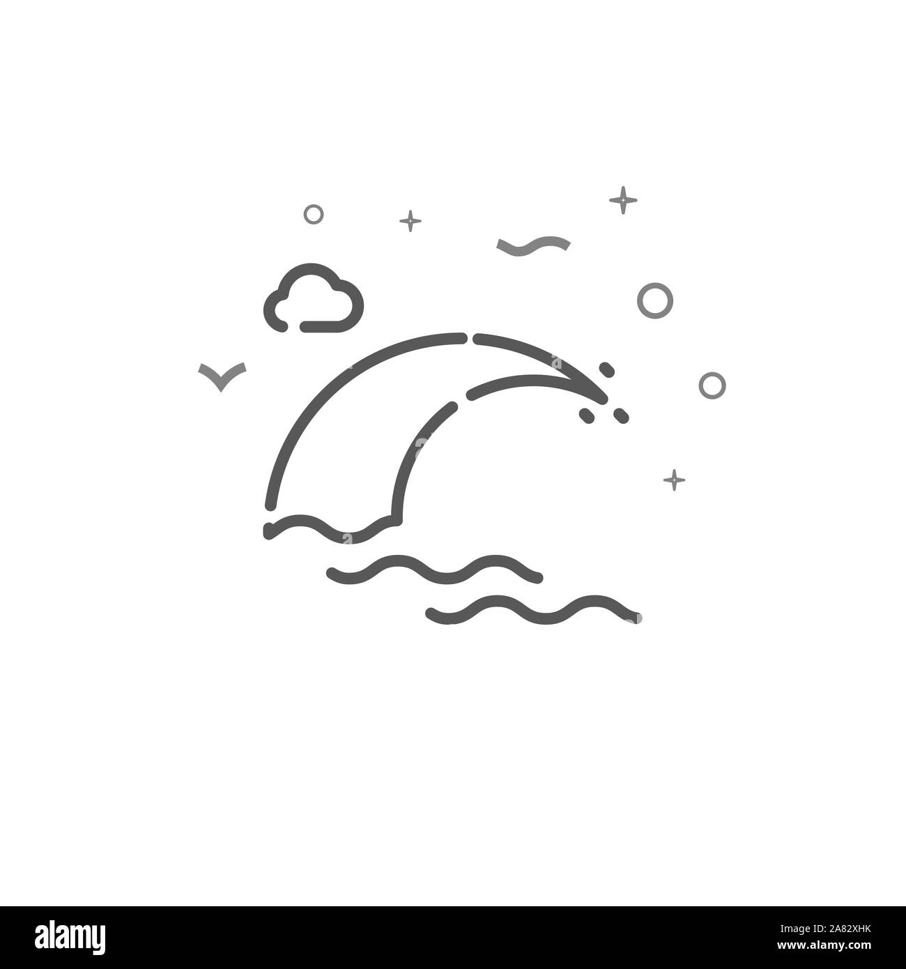 Big sea wave simple line icon. Rogue wave symbol, pictogram, sign ...