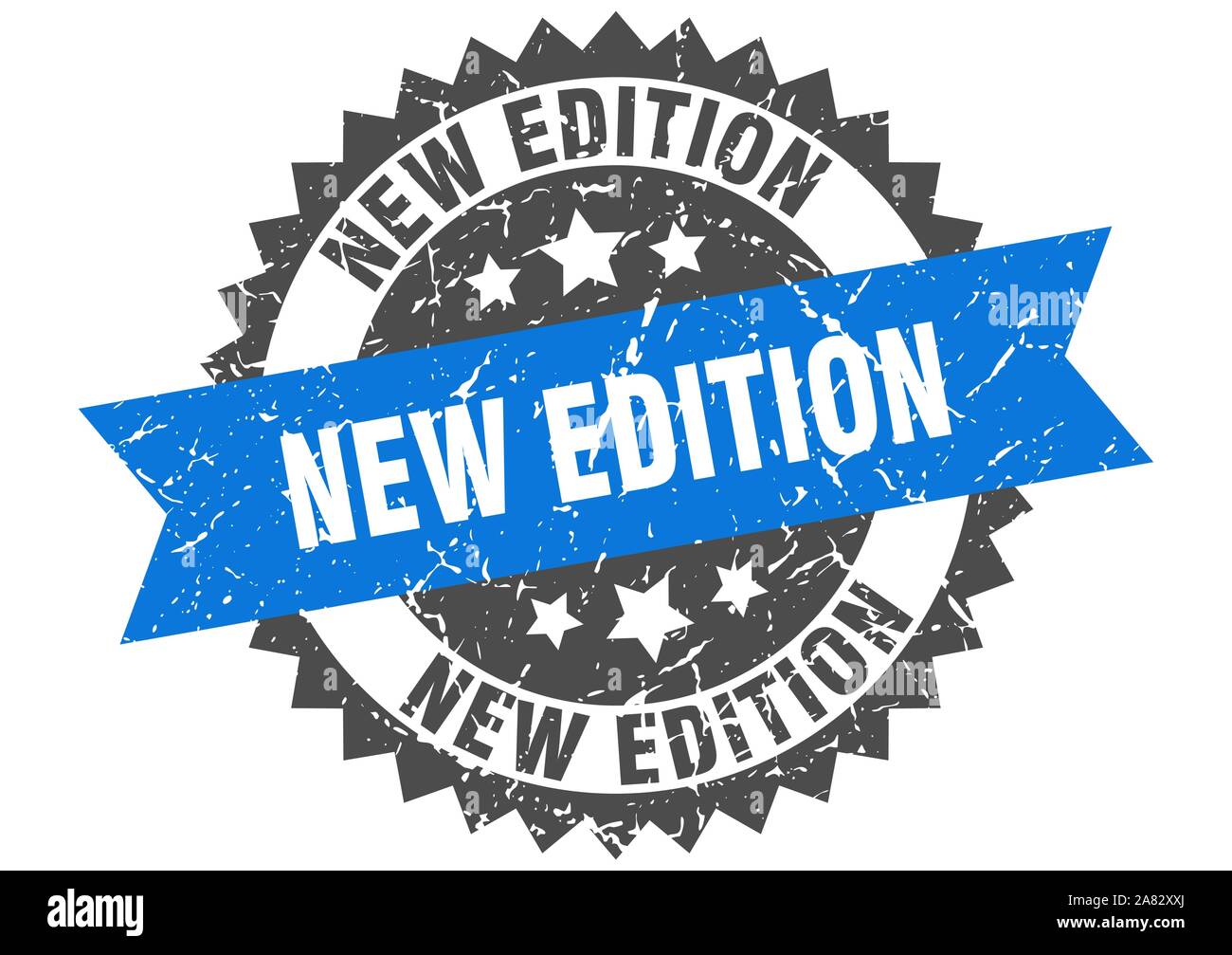 new edition grunge stamp with blue band. new edition Stock Vector