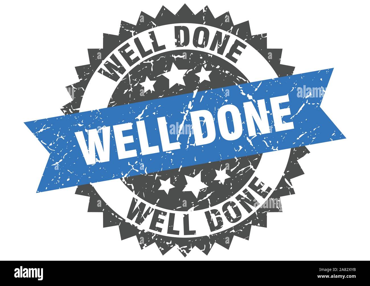 well done grunge stamp with blue band. well done Stock Vector