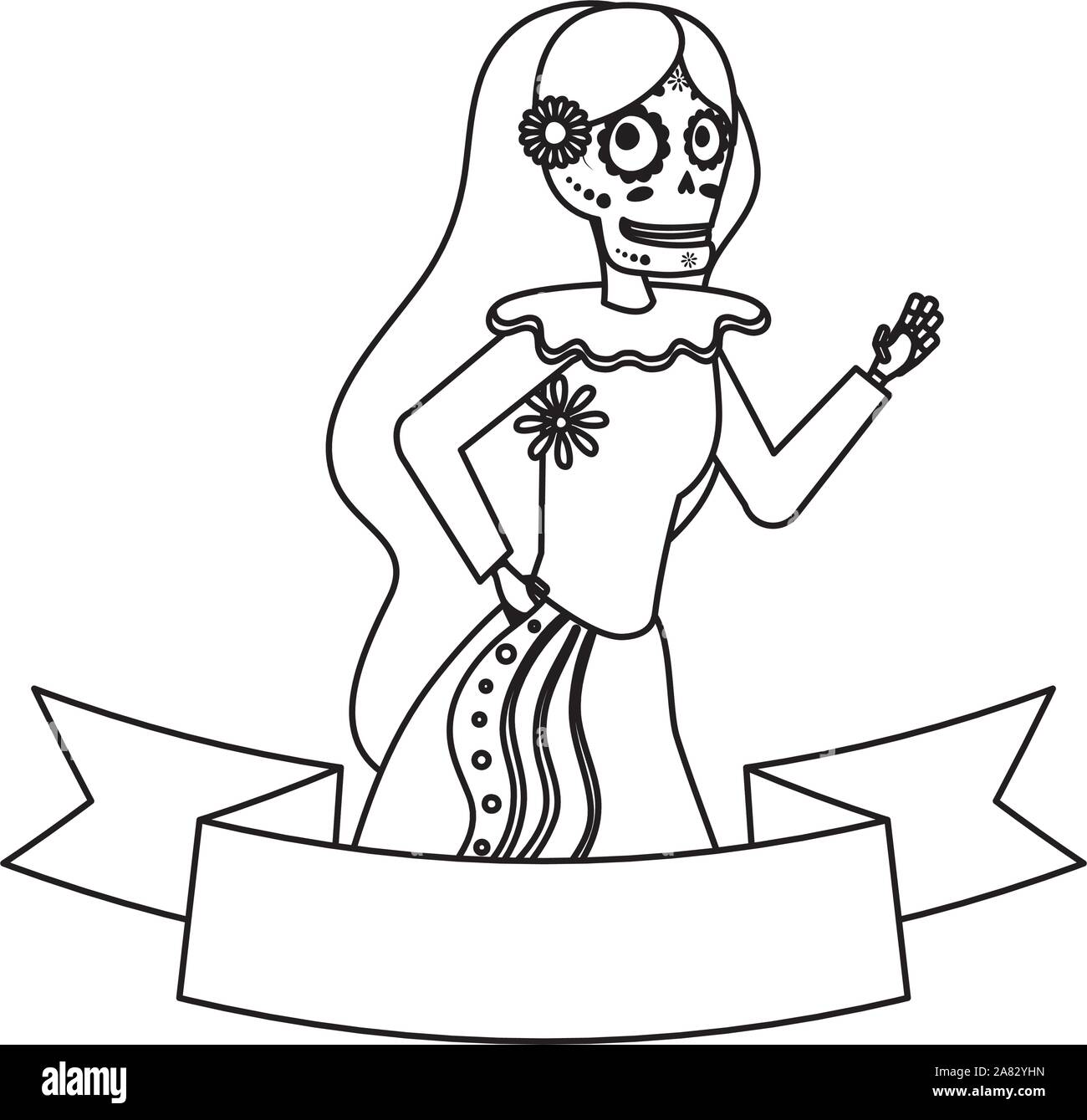 katrina skull comic character icon Stock Vector