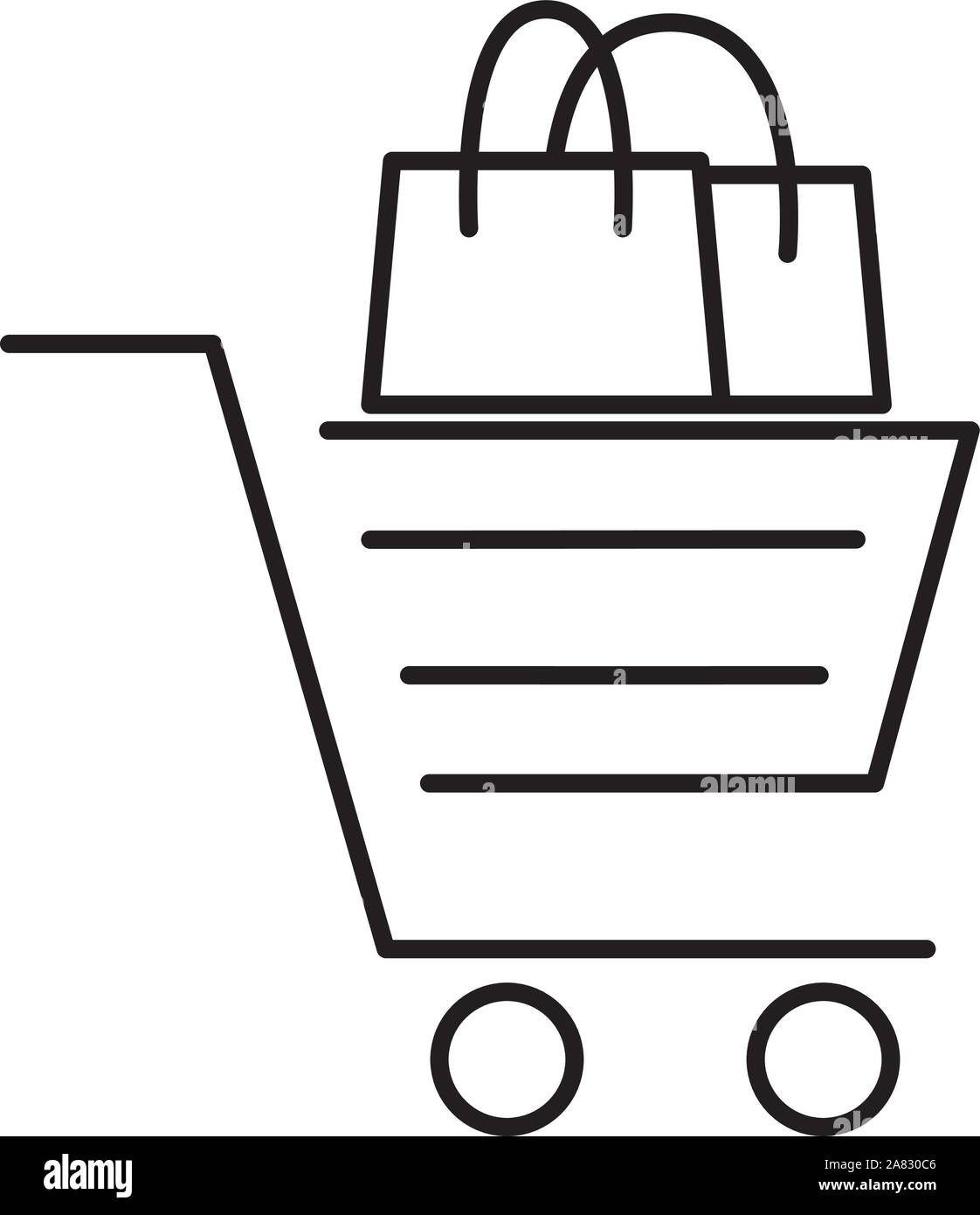 shopping bag paper and cart commercial icons Stock Vector Image & Art ...