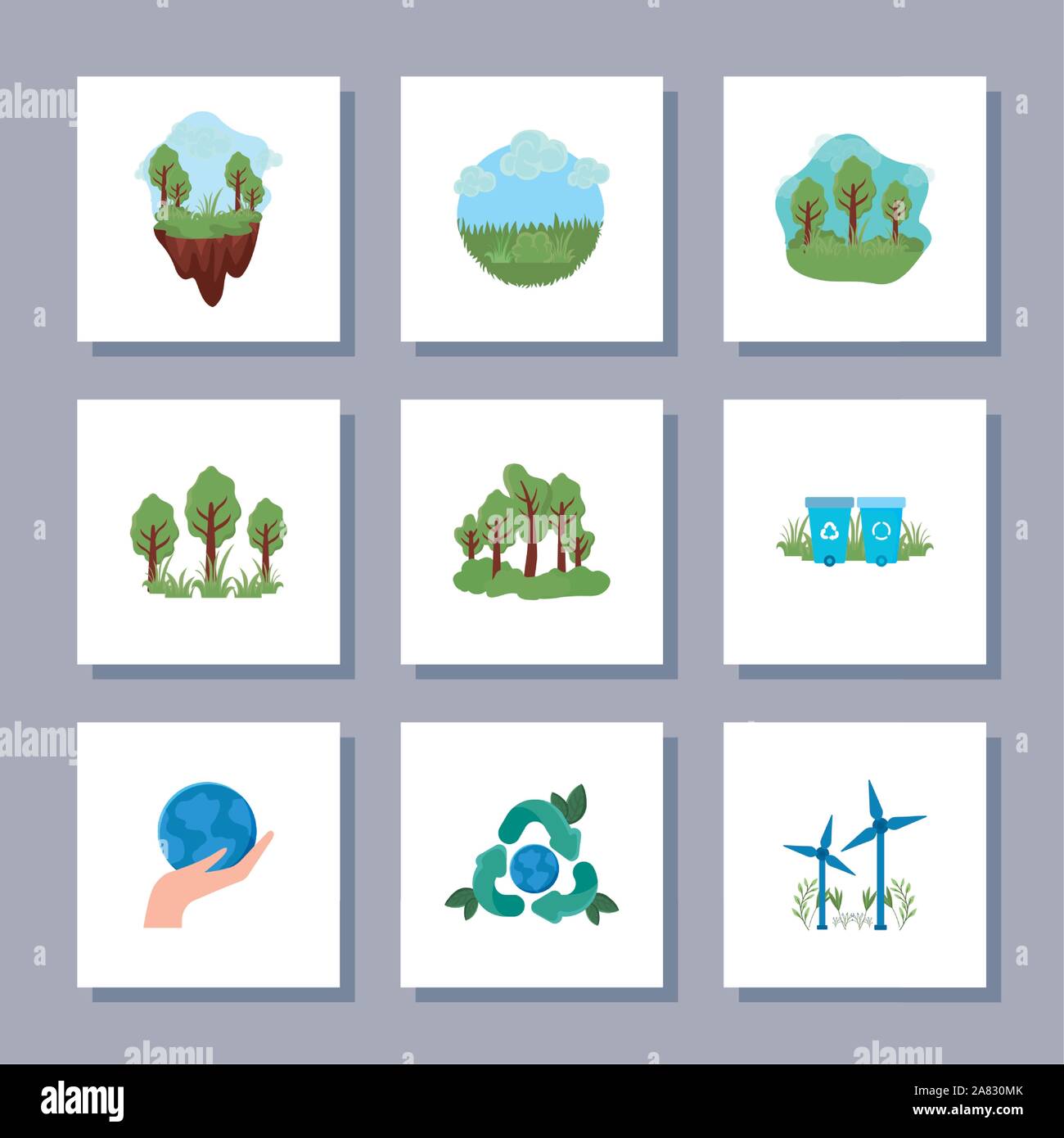 set of icons renewable energy on white background vector illustration ...